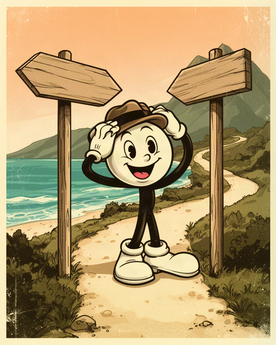Budly at a fork in the path
